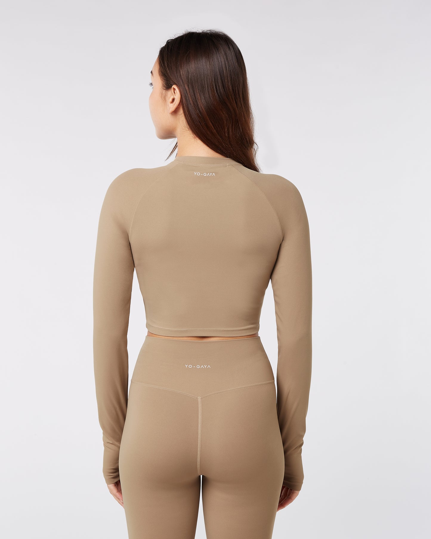 Long Sleeve Crop Top - Sandy Beige