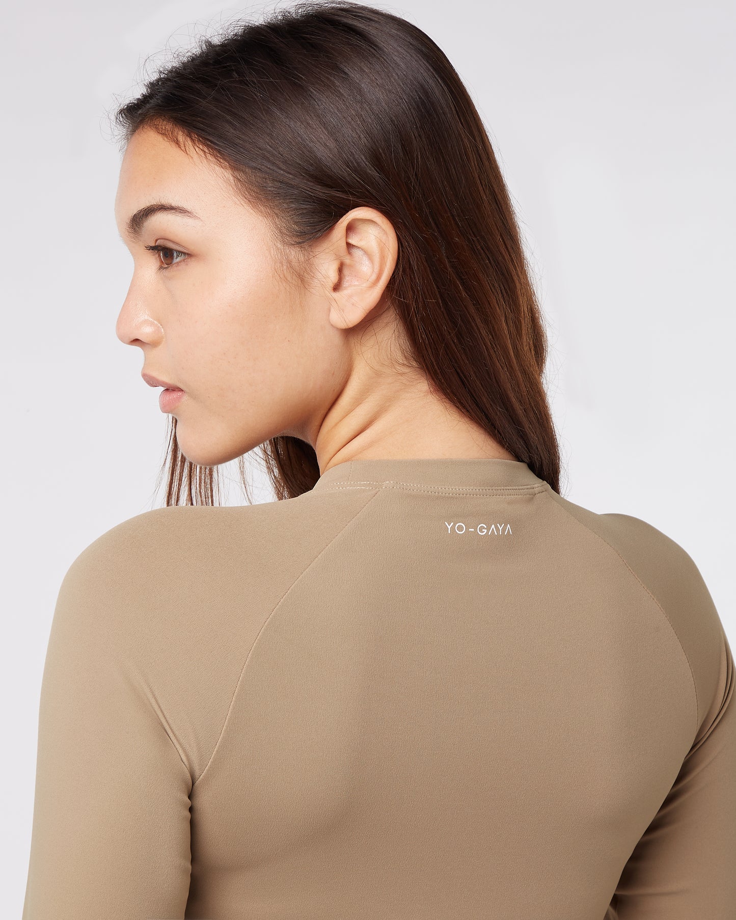 Long Sleeve Crop Top - Sandy Beige