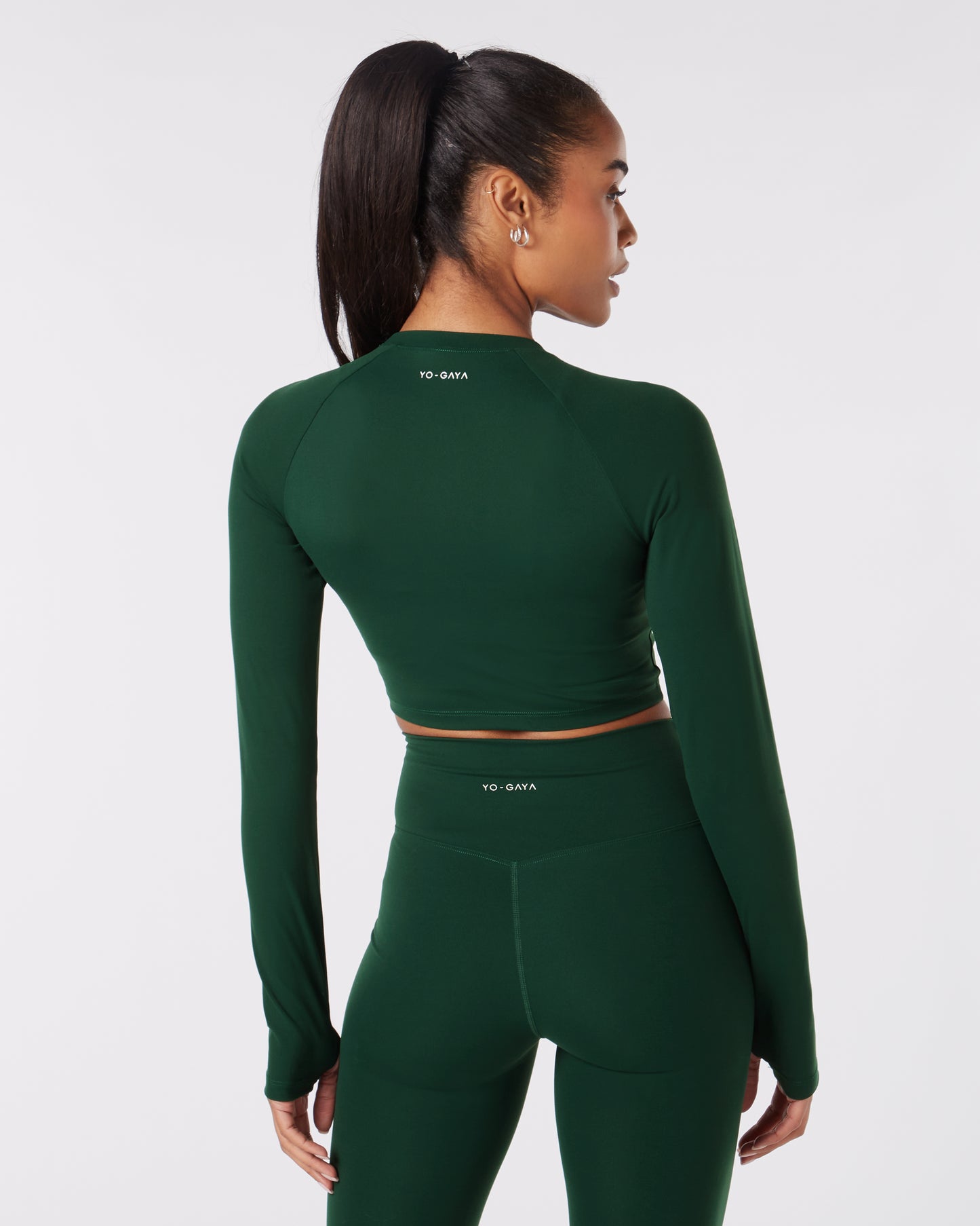 Long Sleeve Crop Top - Jungle Green