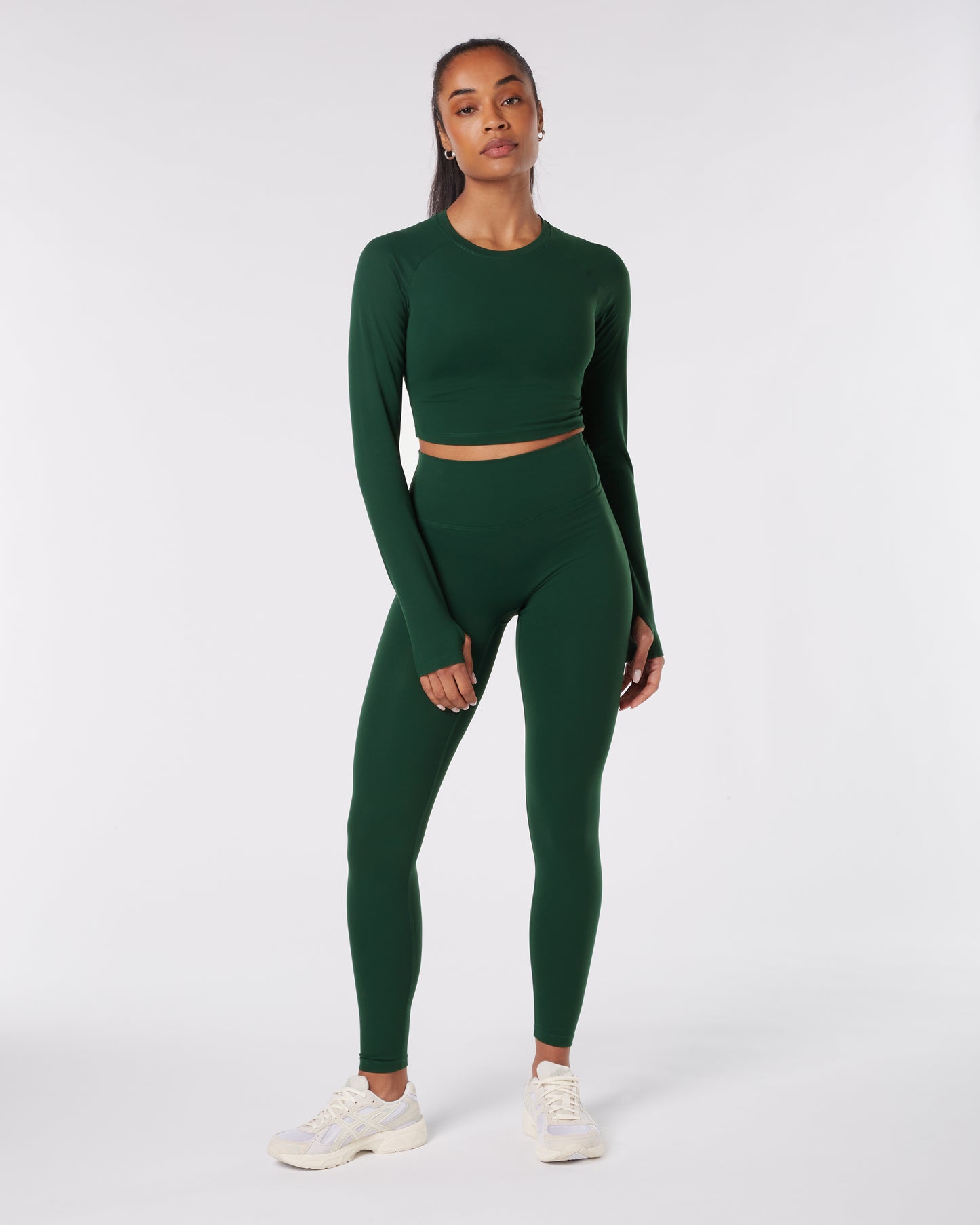 Long Sleeve Crop Top - Jungle Green