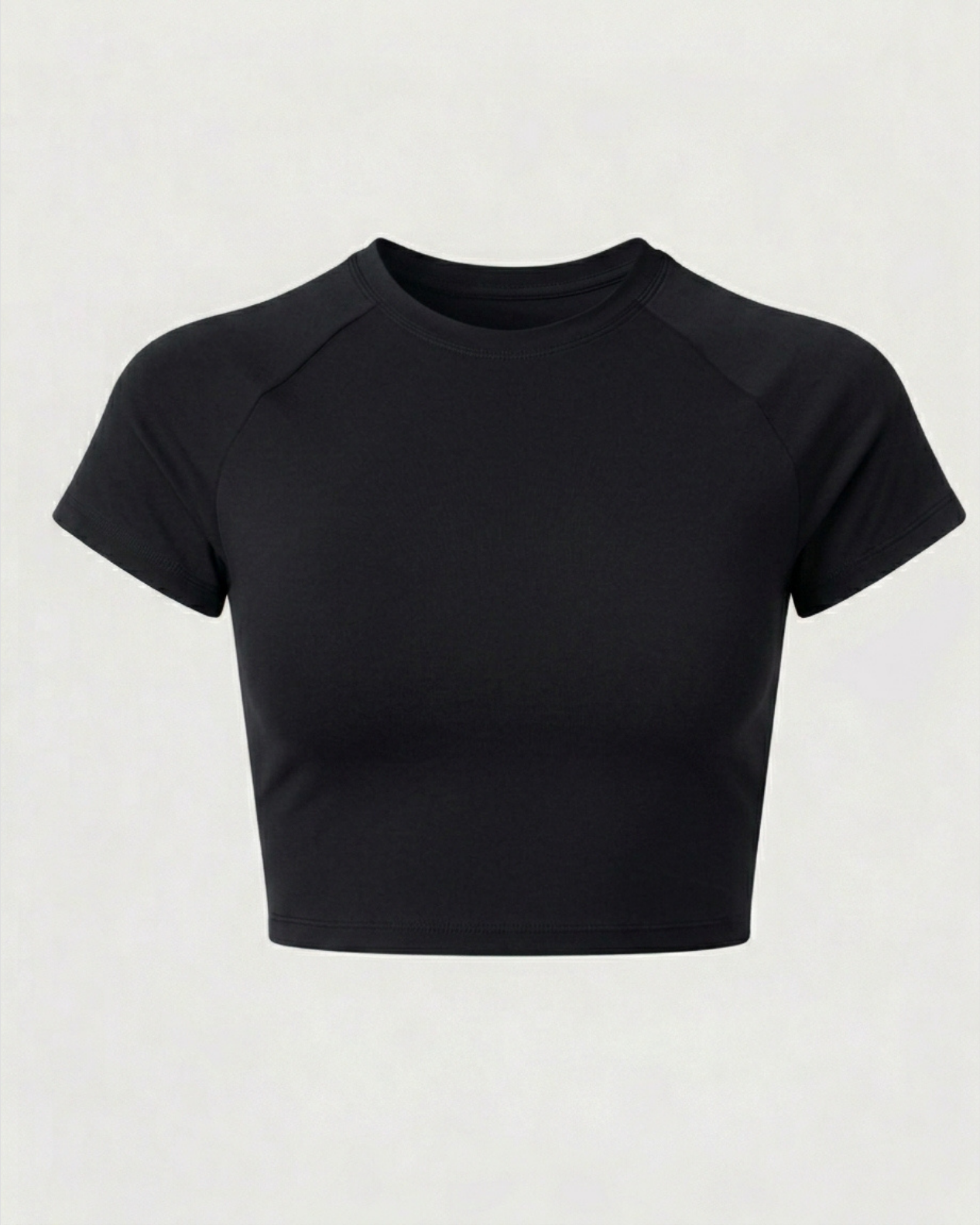 Short Sleeve Crop Top - Black